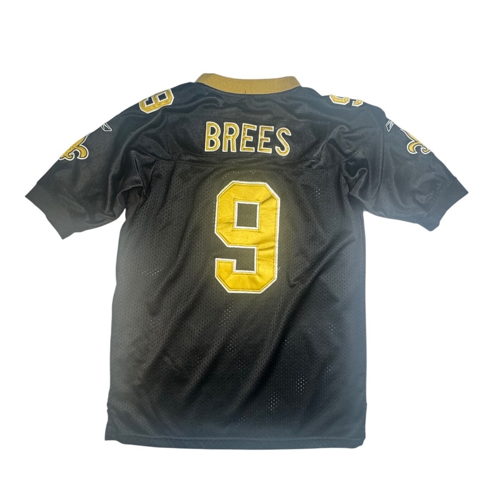 Kids Reebok Drew Brees New Orleans Saints NFL Jersey Black Gold Youth XL 18-20